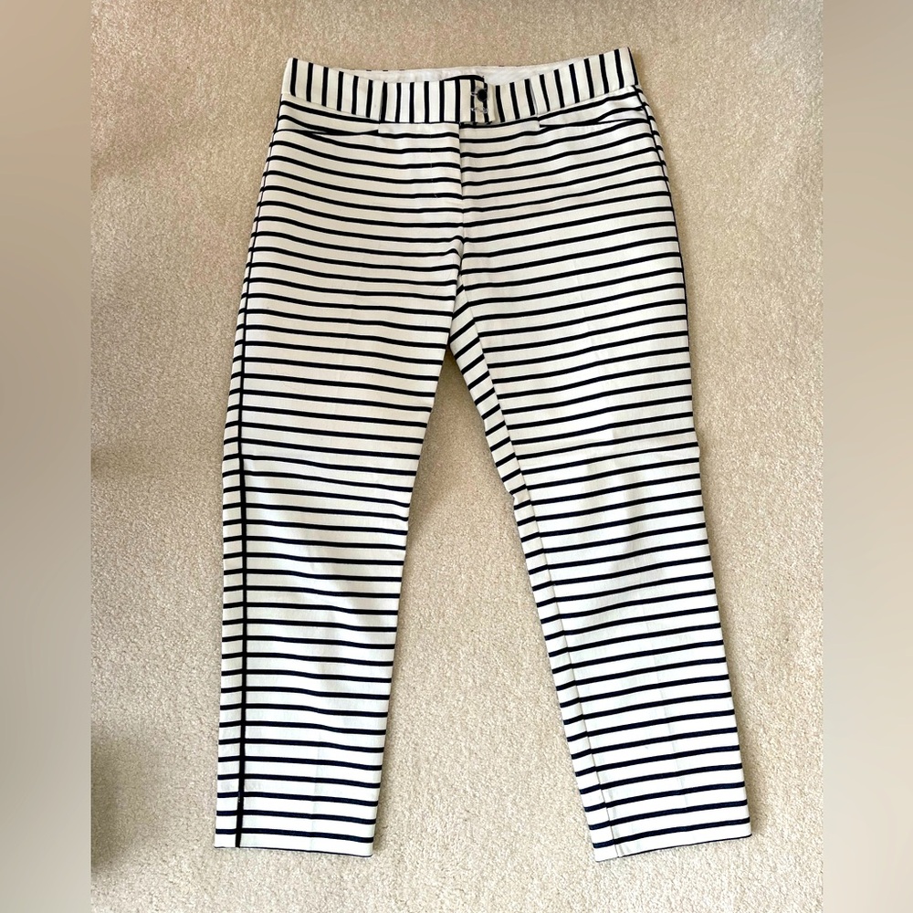 The Limited white and dark navy stripe cropped skinny pants size 2P